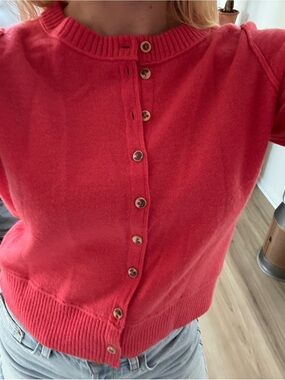 Free People Button-Up Cardigan - Strawberry Pink